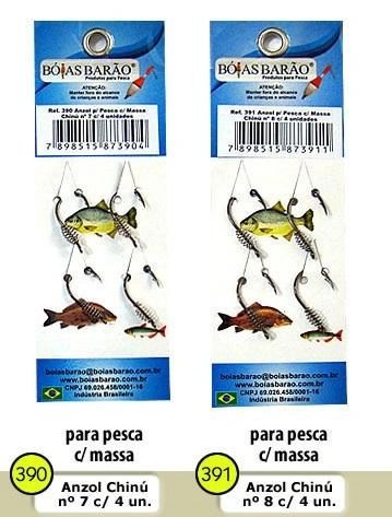 DESTAQUE Anzol Para Pesca Com Massa Chinú Boias Barão - Cartela com 4 unidades