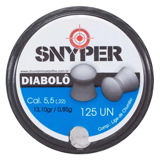 CHUMBINHO PARA CARABINA DE PRESSÃO - SNYPER DIABOLÔ 5.5MM (.22) 125UN